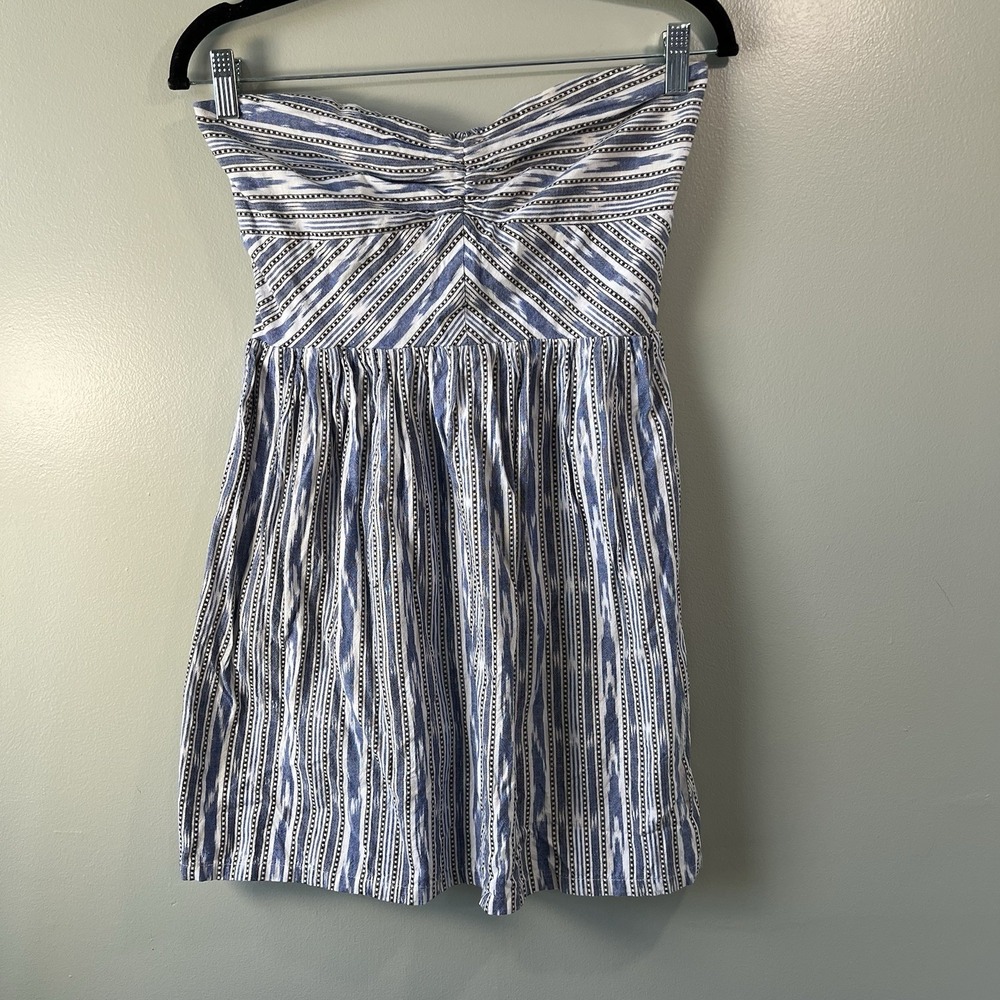 Roxy Women's Strapless mini Dress w blue and black aztec pattern,‎ size Large